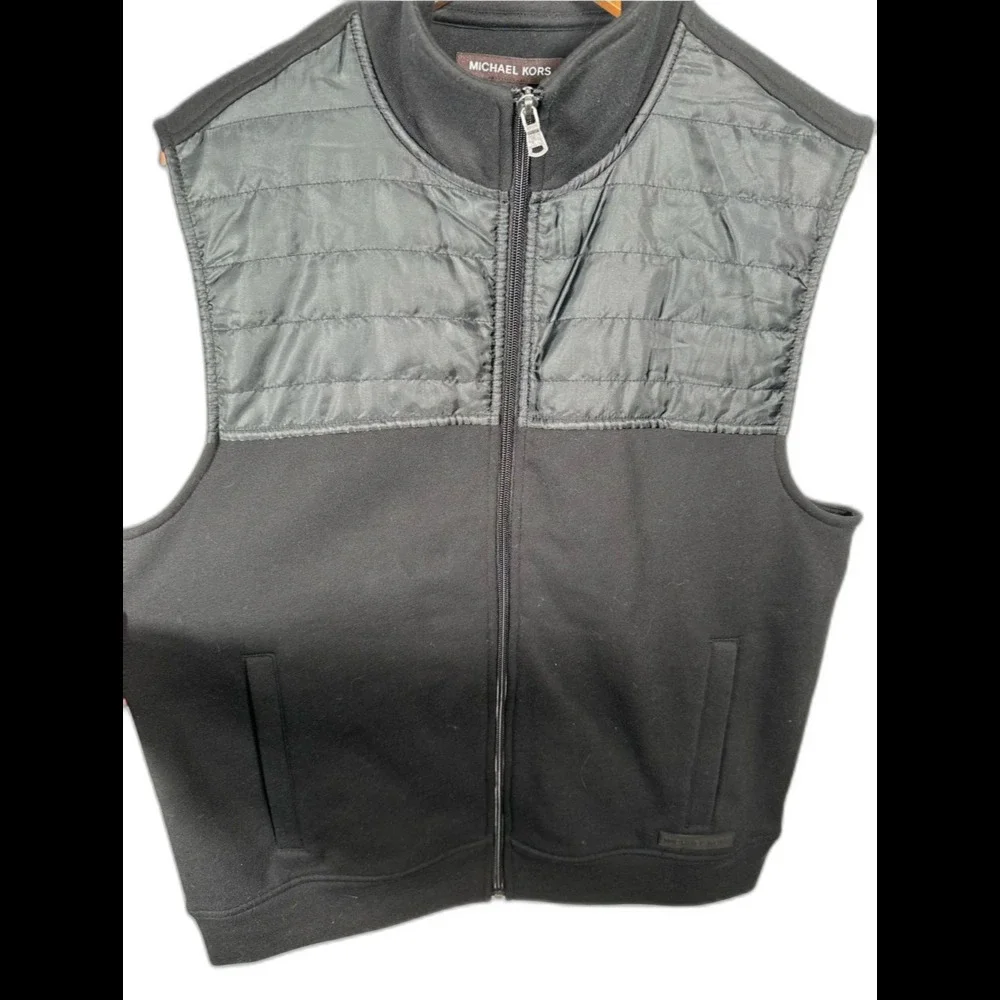 Michael Kors Men's Black Zip-Up Collared Vest NWT Size Medium Minimalist